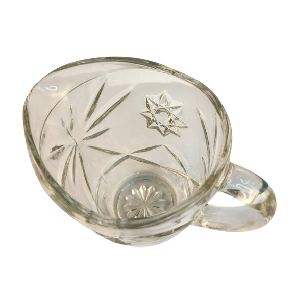 Vintage Anchor Hocking Star Of David Clear Glass Creamer Pitcher Prescut Design - Picture 5 of 5